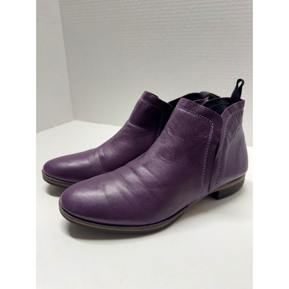 EOS Melbourne Gaid Purple Leather Ankle Boots Womens Size 37 6.5 Portugal